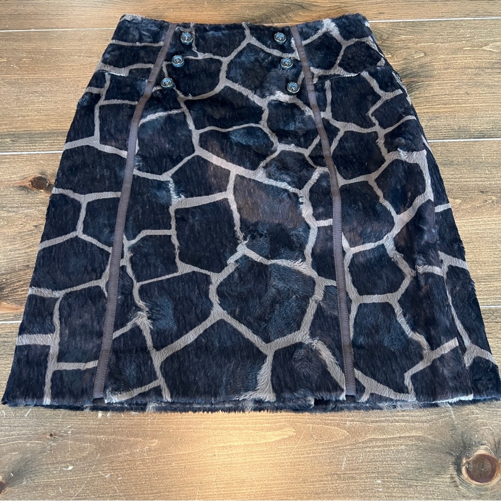 Etcetera Black Faux Fur Pencil Skirt-size 4